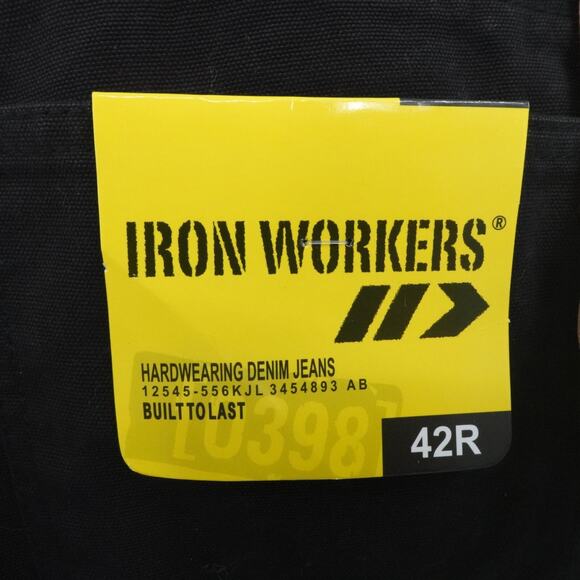 Iron Workers Jeans Mens 42x32 Black Denim Rider Cargo Pants Reinforce Knees - Picture 12 of 16